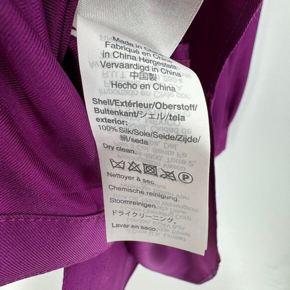 J. Crew Collection Twill Ruffle Collar Silk Button Front Blouse Top Sz S Purple - Picture 6 of 6